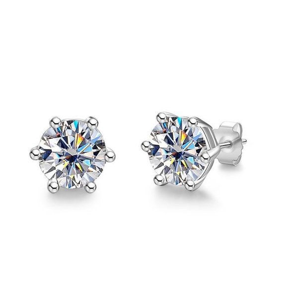 Certified 4ct. t.w. Moissanite Diamond Round Stud Earrings NEW - Picture 3 of 14